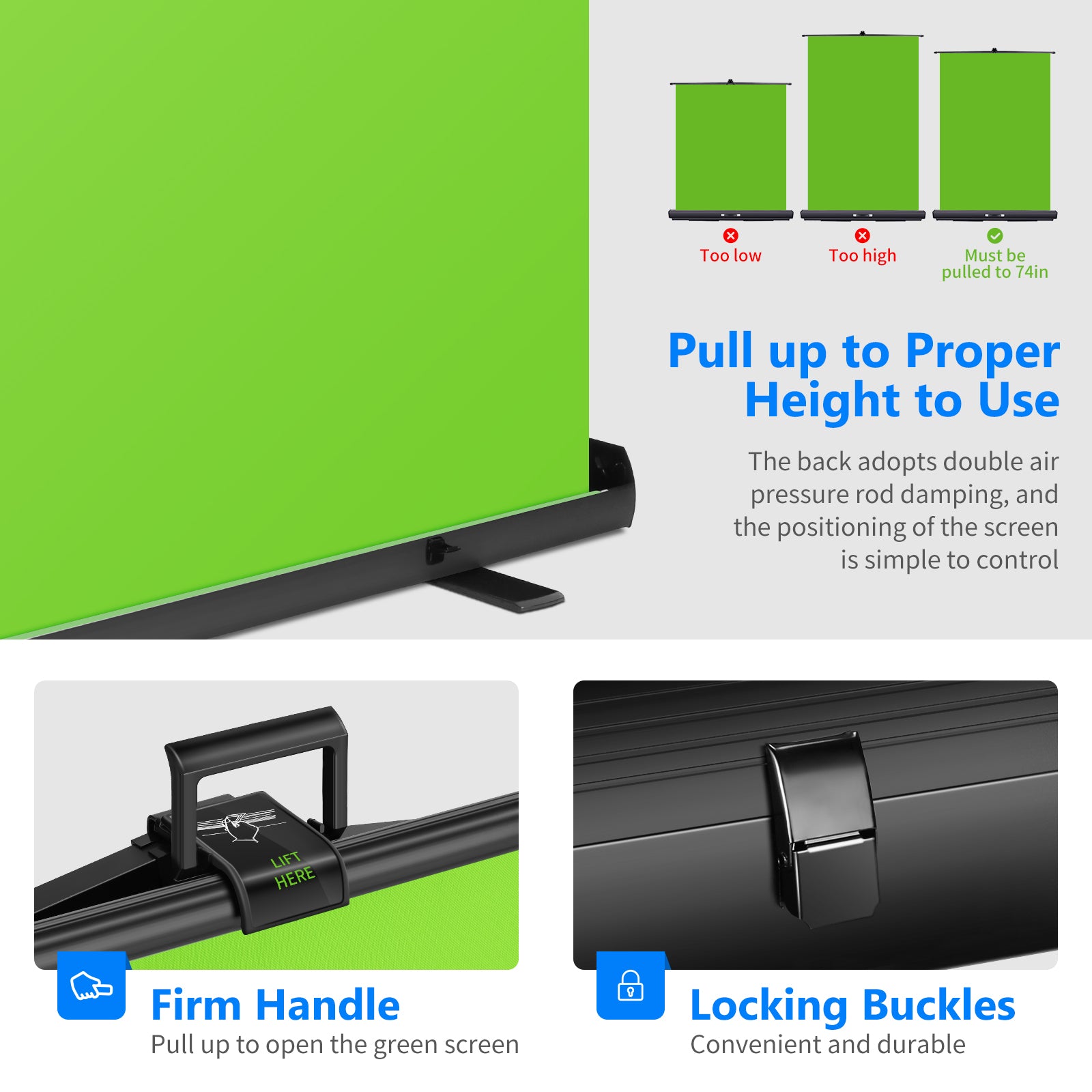 Neewer Green Screen Green Pull-up Style with Auto-Locking Frame Backdrop